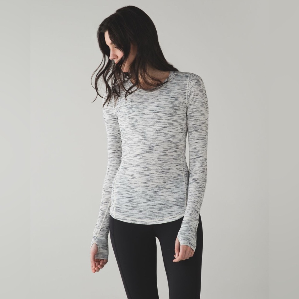 Lululemon 5 Mile Long Sleeve Tiger Space Dye Black White Size 2
